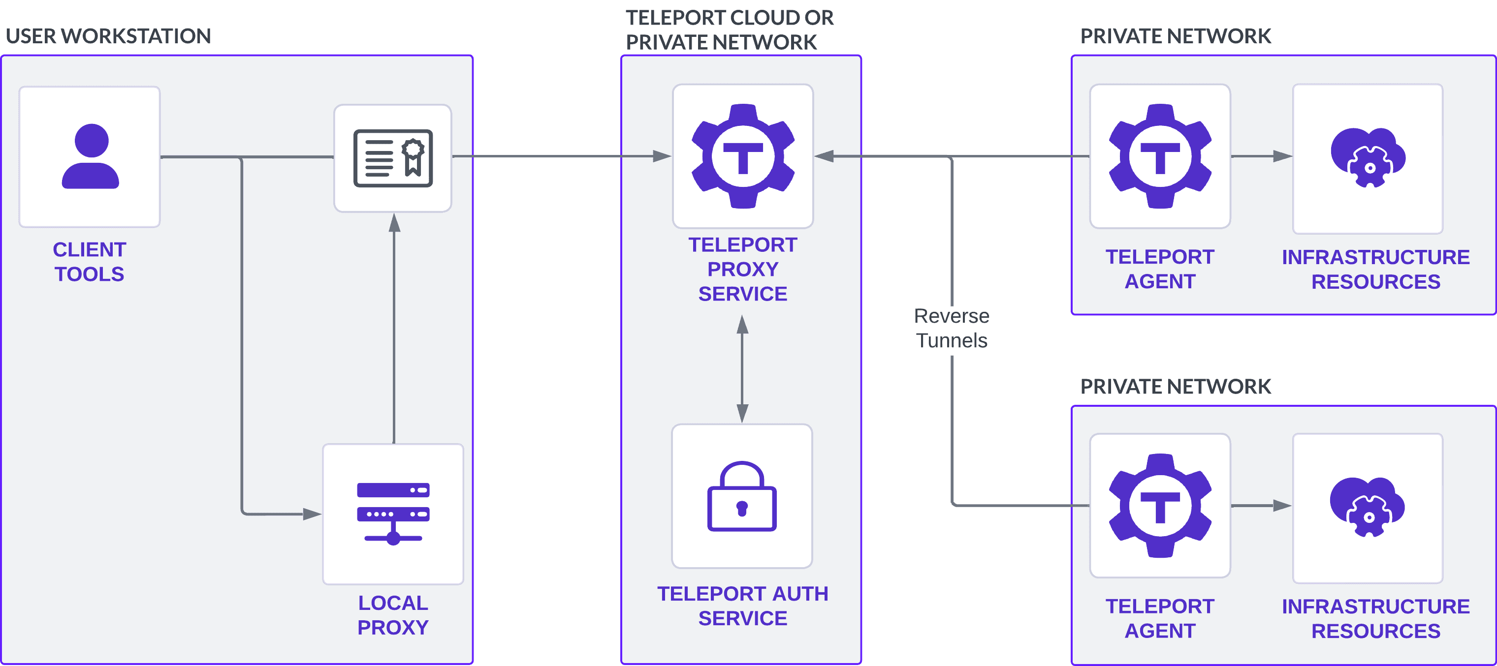 Components of a Teleport agent deployment